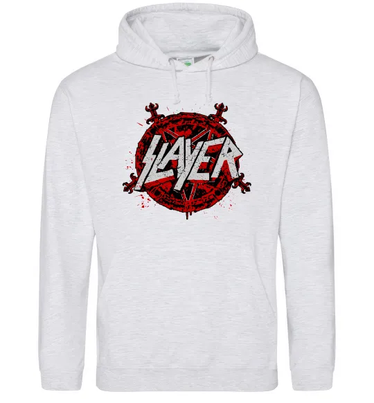 Чоловіча толстовка (худі) Slayer logo Сірий меланж фото