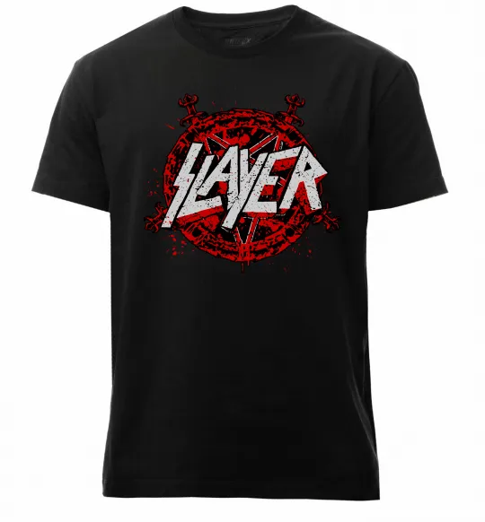 Чоловіча преміум футболка Slayer logo Чорний фото