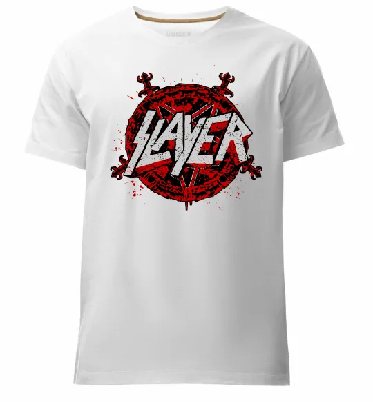 Чоловіча преміум футболка Slayer logo Білий фото