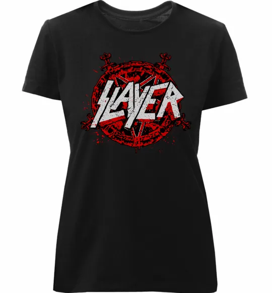 Жіноча преміум футболка Slayer logo Чорний фото
