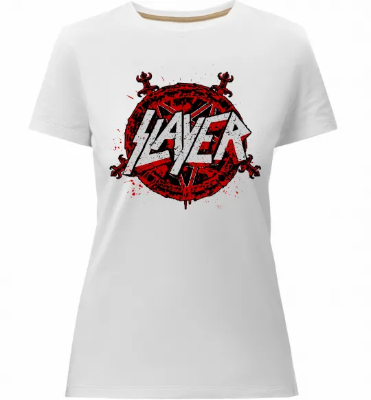 Жіноча преміум футболка Slayer logo Білий фото