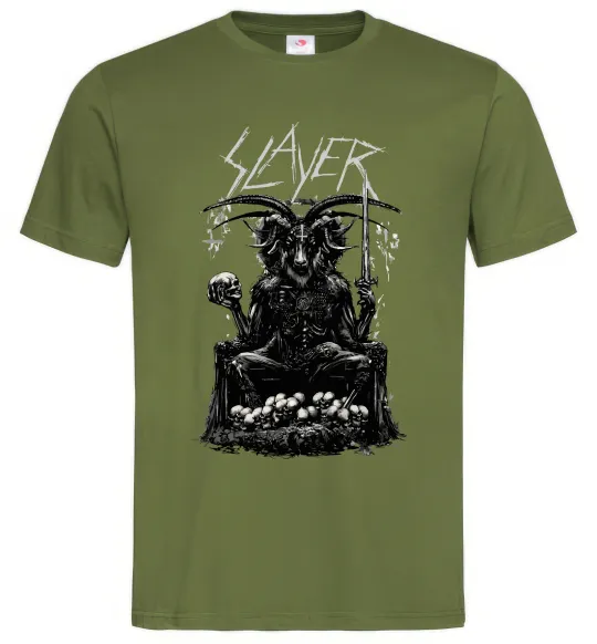 Чоловіча футболка Slayer satan Оливковий фото