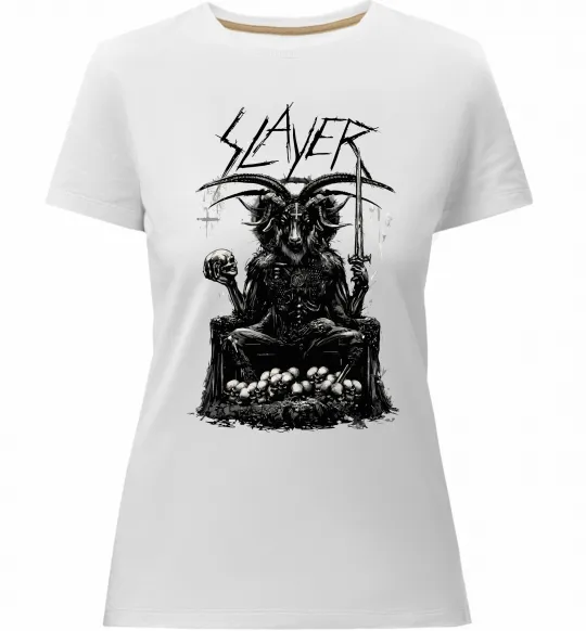 Жіноча преміум футболка Slayer satan Білий фото