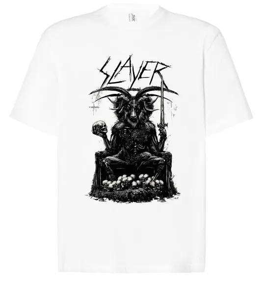 Футболка Оверсайз Slayer satan Білий фото