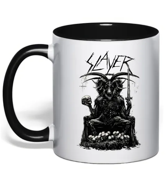 Чашка з кольоровою ручкою Slayer satan Чорний фото