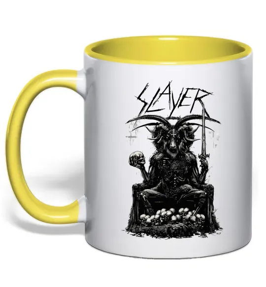 Чашка з кольоровою ручкою Slayer satan Лимонний фото