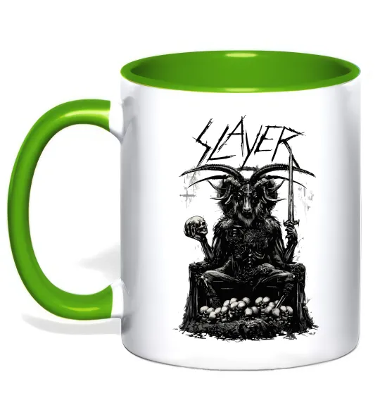 Чашка з кольоровою ручкою Slayer satan Лаймовий фото