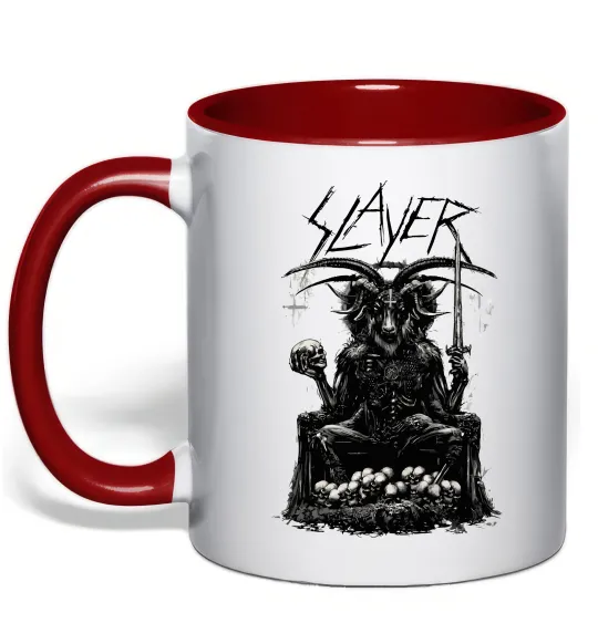 Чашка з кольоровою ручкою Slayer satan Червоний фото