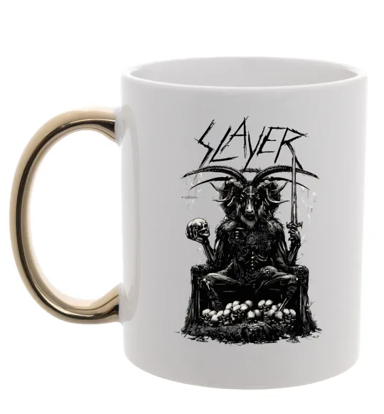 Чашка з кольоровою ручкою Slayer satan Золото фото
