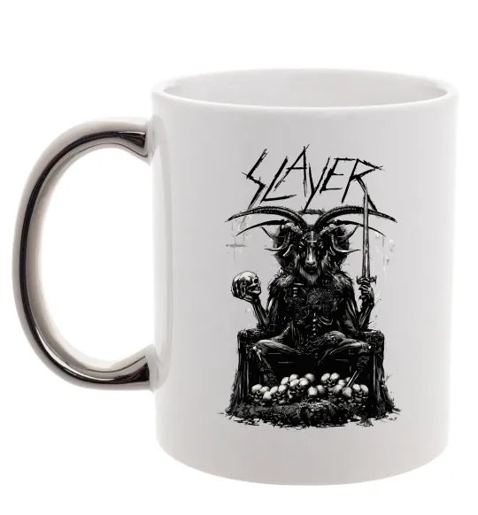Чашка з кольоровою ручкою Slayer satan Срібло фото