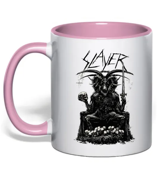 Чашка з кольоровою ручкою Slayer satan Ніжно рожевий фото