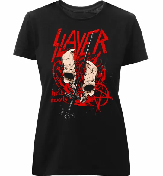 Жіноча преміум футболка Slayer hell awaits Чорний фото