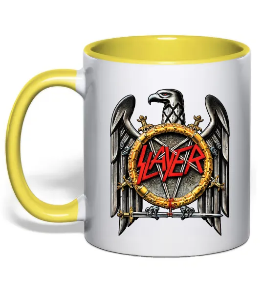 Чашка с цветной ручкой Slayer eagle logo Солнечно желтый фото