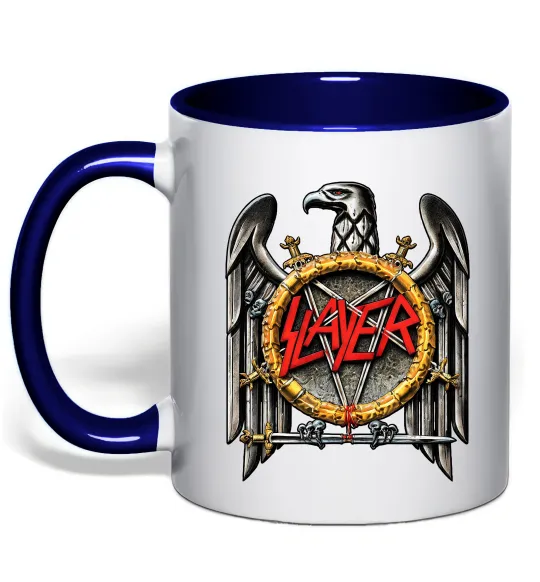 Чашка с цветной ручкой Slayer eagle logo Глубокий темно-синий фото