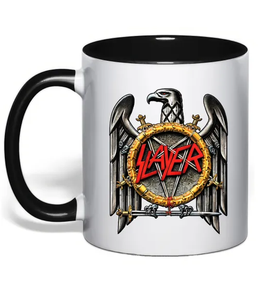 Чашка с цветной ручкой Slayer eagle logo Черный фото
