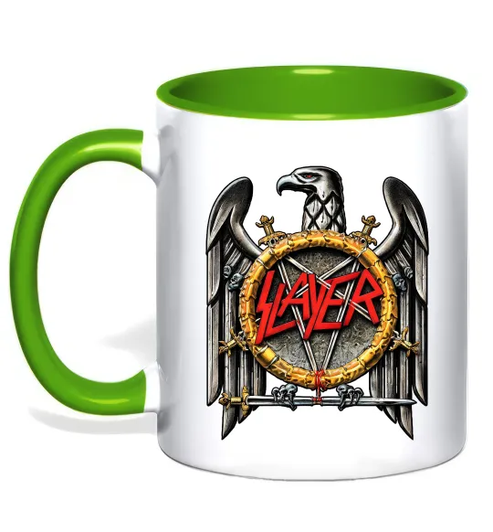 Чашка с цветной ручкой Slayer eagle logo Зеленый фото