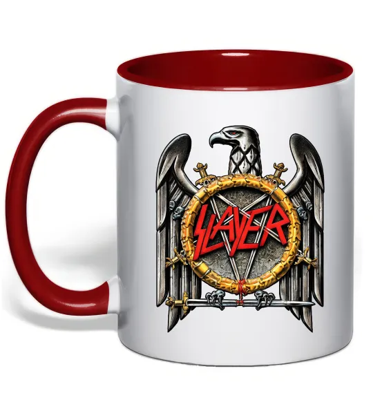 Чашка с цветной ручкой Slayer eagle logo Красный фото