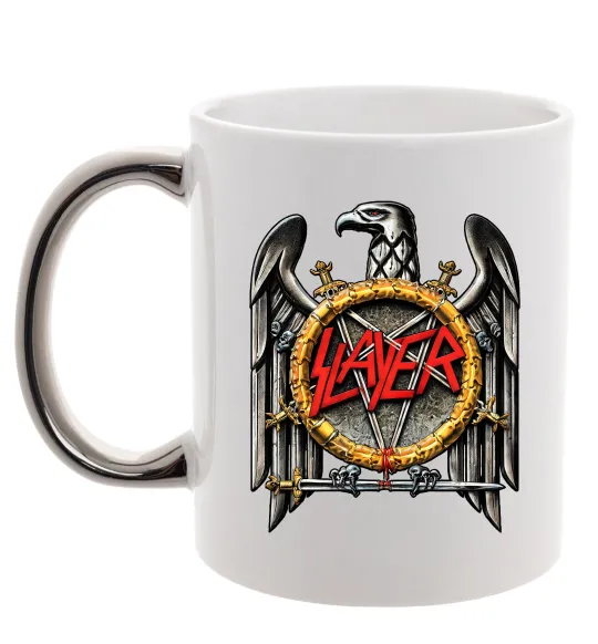 Чашка с цветной ручкой Slayer eagle logo Серебро фото