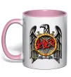 Чашка с цветной ручкой Slayer eagle logo Нежно розовый фото