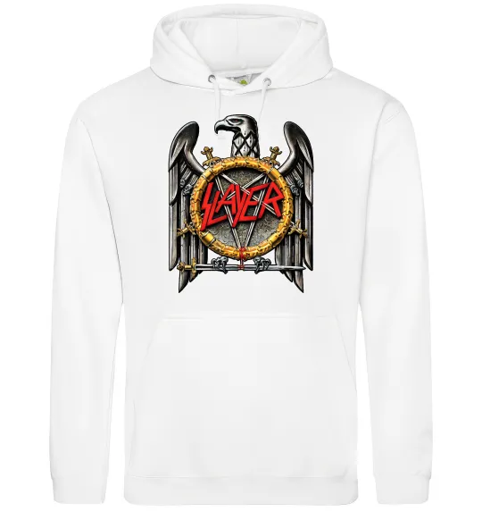 Чоловіча толстовка (худі) Slayer eagle logo Білий фото