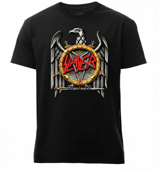 Чоловіча преміум футболка Slayer eagle logo Чорний фото