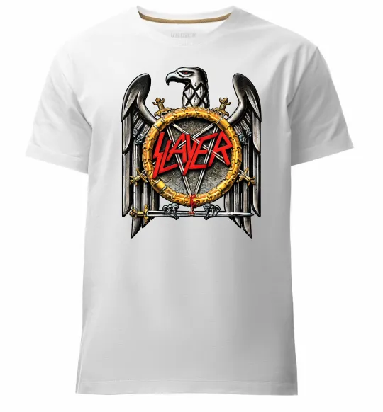 Чоловіча преміум футболка Slayer eagle logo Білий фото