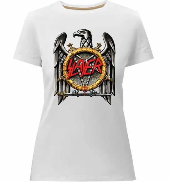 Жіноча преміум футболка Slayer eagle logo Білий фото
