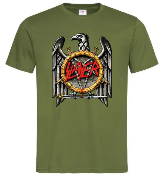 Чоловіча футболка Slayer eagle logo Оливковий фото