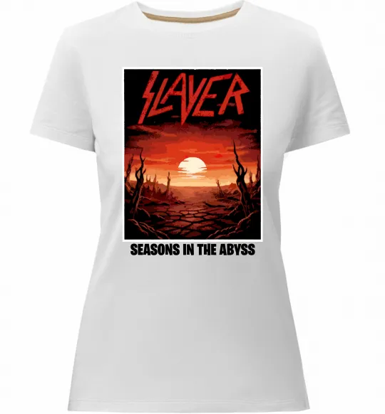 Жіноча преміум футболка Slayer season in the Abyss Білий фото