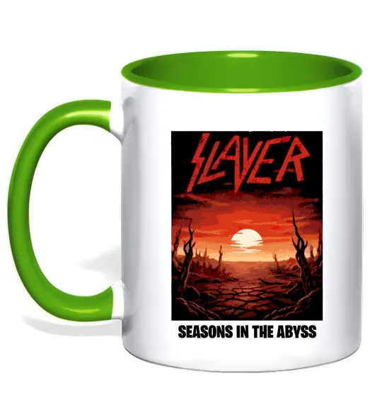 Чашка з кольоровою ручкою Slayer season in the Abyss Лаймовий фото