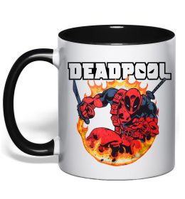 Чашка с цветной ручкой Deadpool fire, колір - чорний