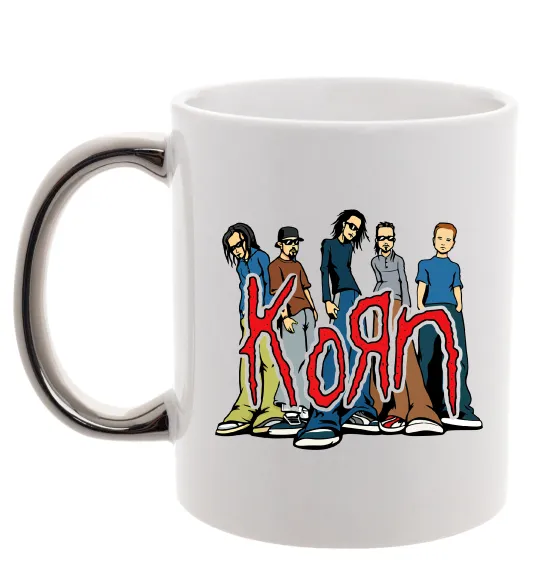 Чашка з кольоровою ручкою Korn art Срібло фото