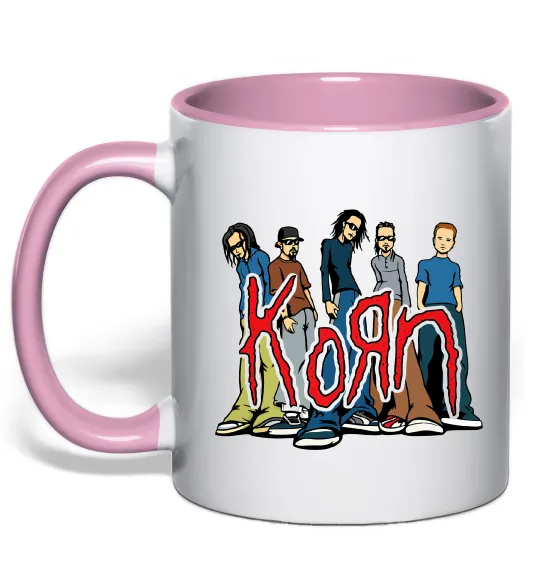 Чашка з кольоровою ручкою Korn art Ніжно рожевий фото