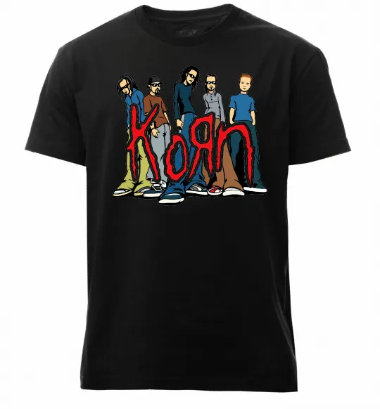 Мужская премиум футболка Korn art Черный фото