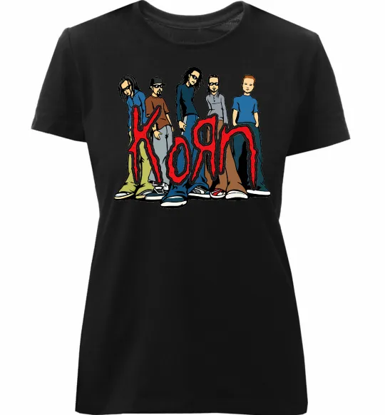 Женская премиум футболка Korn art Черный фото