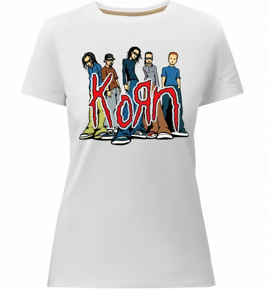 Женская премиум футболка Korn art Белый фото