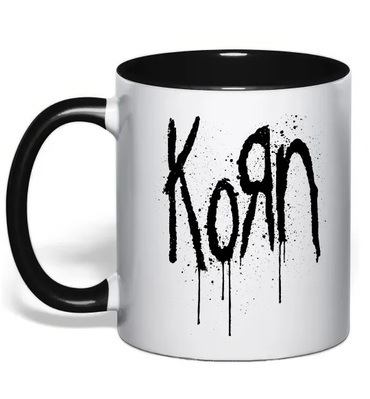 Чашка с цветной ручкой KORN logo Черный фото