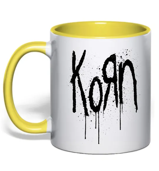 Чашка с цветной ручкой KORN logo Лимонный фото