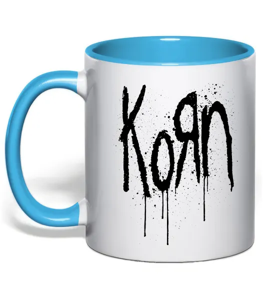 Чашка с цветной ручкой KORN logo Голубой фото