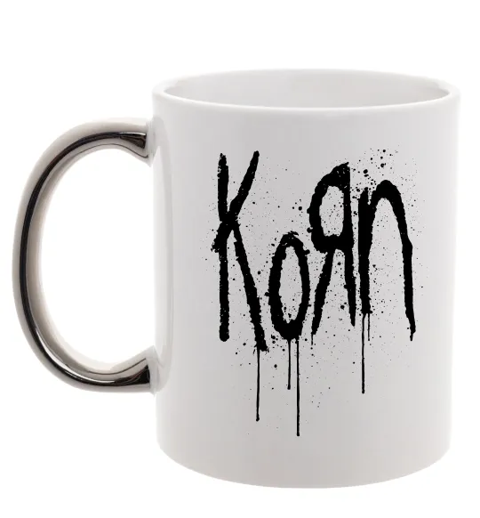 Чашка с цветной ручкой KORN logo Серебро фото