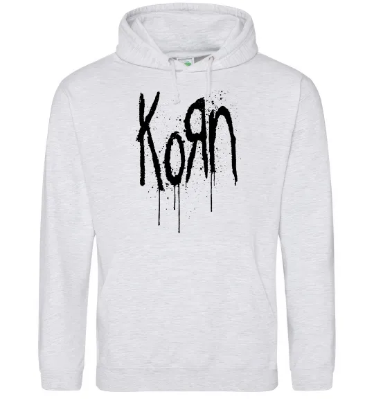 Мужская толстовка (худи) KORN logo Серый меланж фото