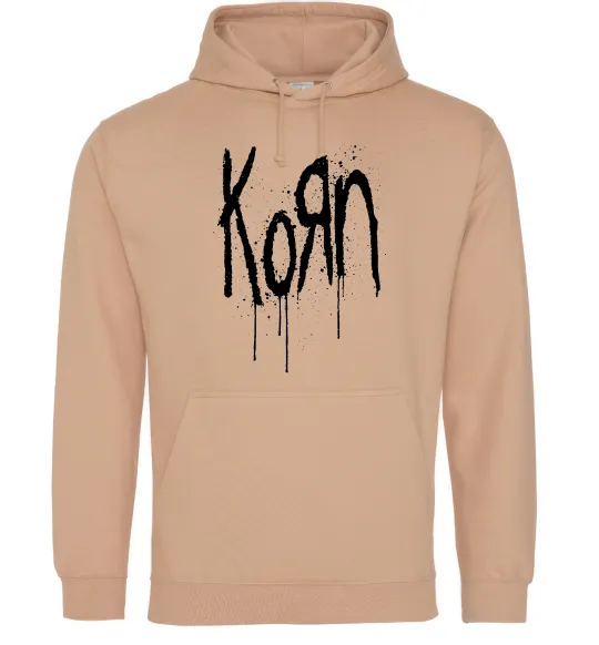 Мужская толстовка (худи) KORN logo Песочный фото