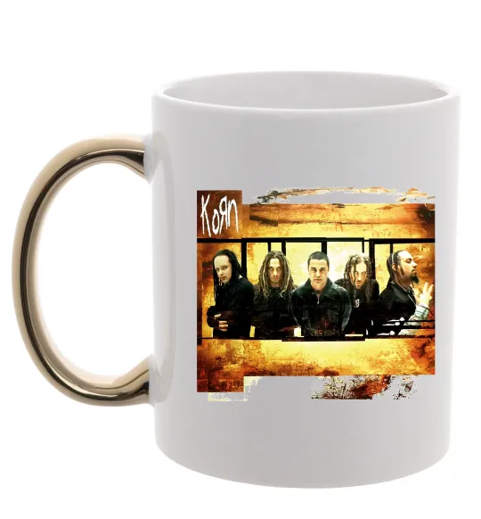 Чашка с цветной ручкой Корн Золото фото