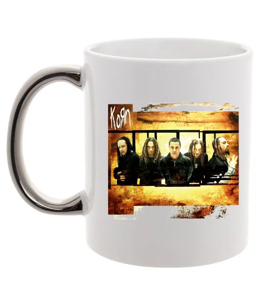 Чашка с цветной ручкой Корн Серебро фото