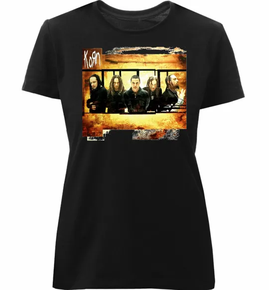 Женская премиум футболка Корн Черный фото