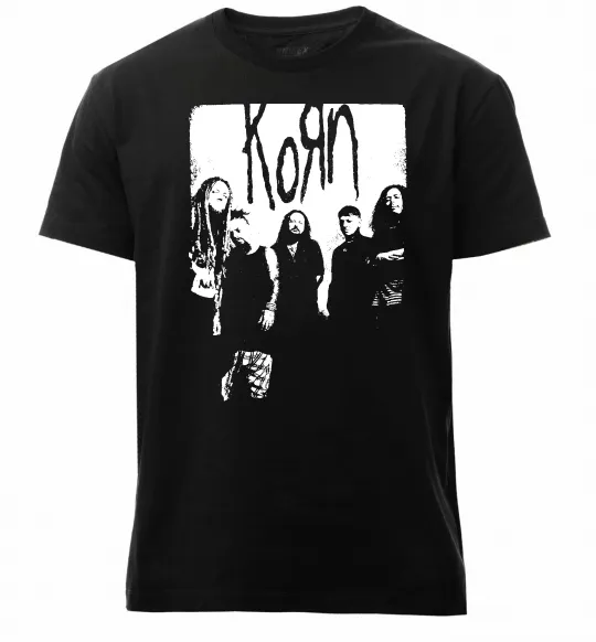 Мужская премиум футболка Korn band Черный фото