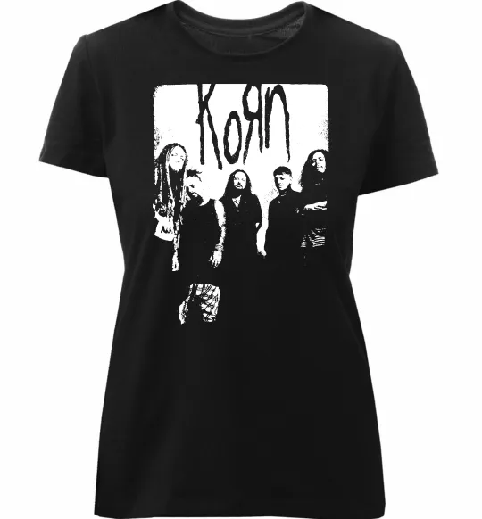 Женская премиум футболка Korn band Черный фото
