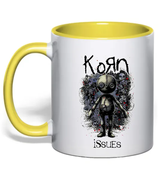 Чашка с цветной ручкой KoRn issues Лимонный фото