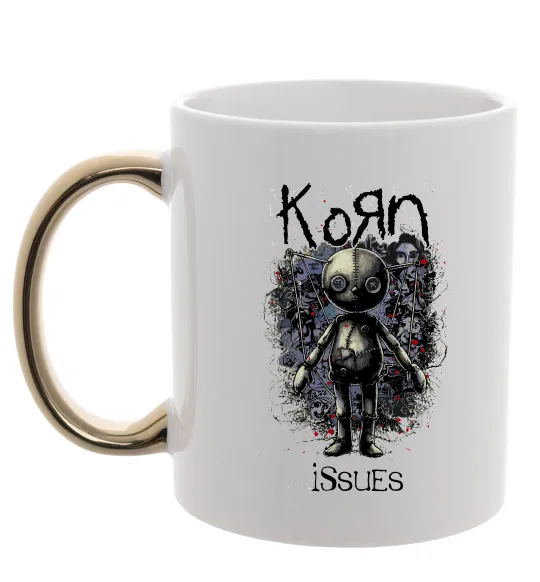 Чашка с цветной ручкой KoRn issues Золото фото