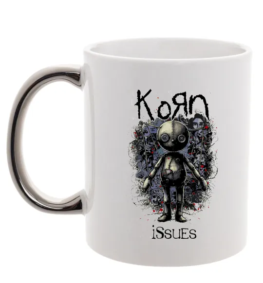 Чашка с цветной ручкой KoRn issues Серебро фото